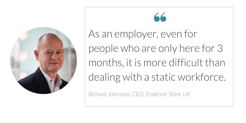 Richard Johnston Endemol Shine UK CEO on Freelance Workforces